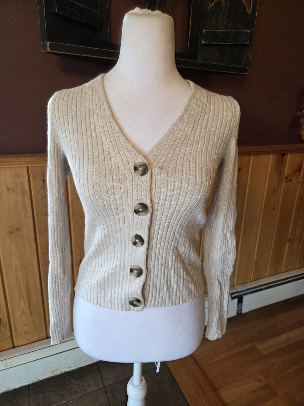 Madewell Button Up Cardigan Shrunken Cropped Cream Size Small